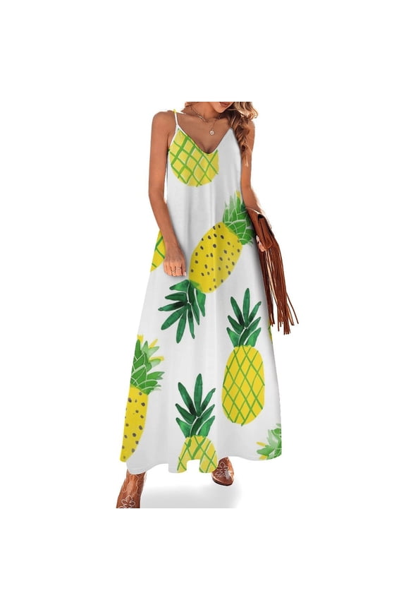 Lunarable Pineapple Sleeveless Dress Woman Fashion Long Dresses Women's Summer Suit Dress Summer 2025 Women