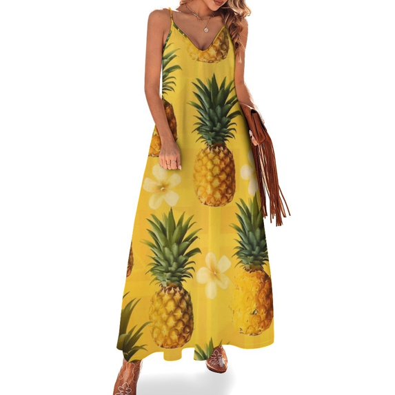 Lunarable Pineapple Sleeveless Dress Woman Fashion Long Dresses Women's Summer Suit Dress Summer 2025 Women