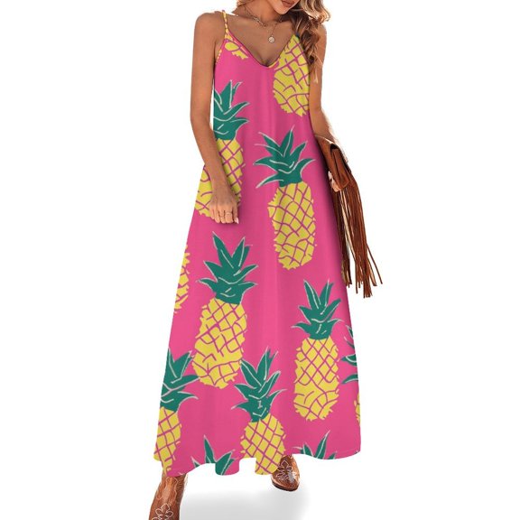 Lunarable Pineapple Sleeveless Dress Woman Fashion Long Dresses Women's Summer Suit Dress Summer 2025 Women