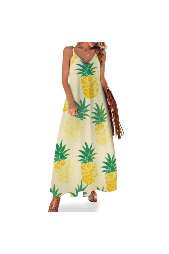 Lunarable Pineapple Sleeveless Dress Woman Fashion Long Dresses Women's Summer Suit Dress Summer 2025 Women