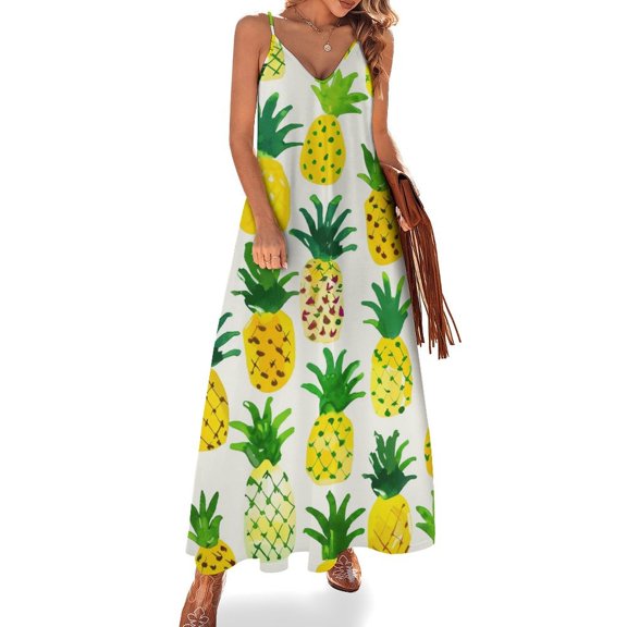 Lunarable Pineapple Sleeveless Dress Women's Luxury Party Dress Birthday Dresses for Women