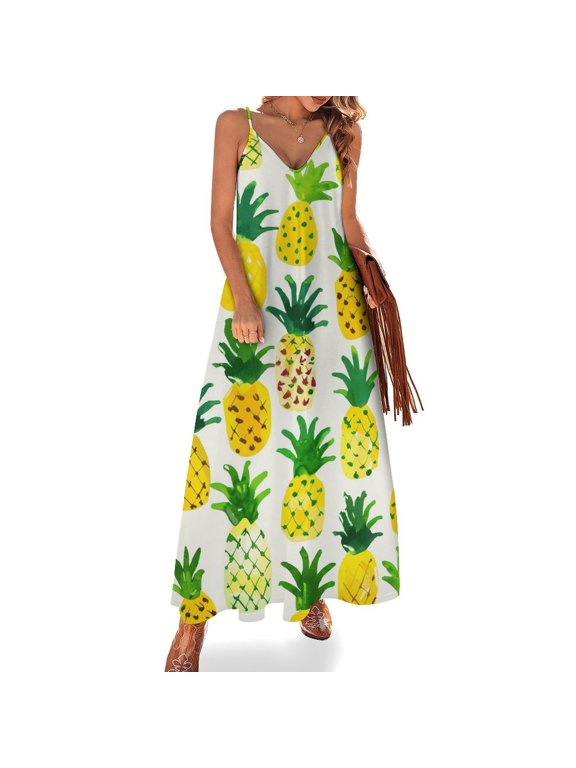 Lunarable Pineapple Sleeveless Dress Women's Luxury Party Dress Birthday Dresses for Women