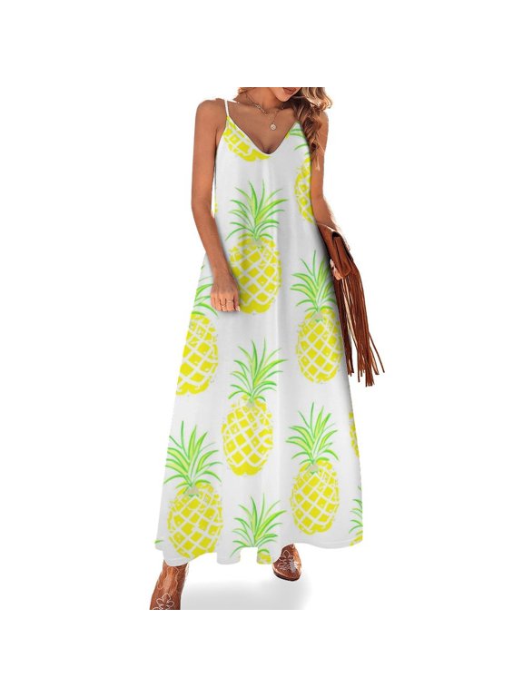 Lunarable Pineapple Sleeveless Dress Women's Luxury Party Dress Birthday Dresses for Women