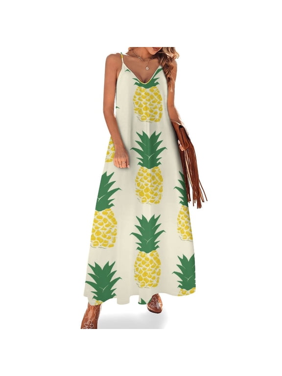 Lunarable Pineapple Sleeveless Dress Women's Luxury Party Dress Birthday Dresses for Women
