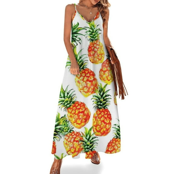 Lunarable Pineapple Sleeveless Dress Women's Luxury Party Dress Birthday Dresses for Women