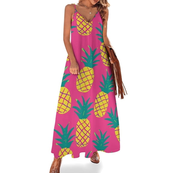Lunarable Pineapple Sleeveless Dress Women's Luxury Party Dress Birthday Dresses for Women