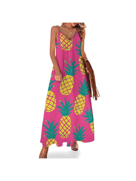 Lunarable Pineapple Sleeveless Dress Women's Luxury Party Dress Birthday Dresses for Women