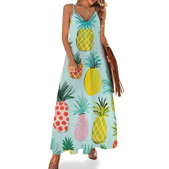 Lunarable Pineapple Sleeveless Dress Women's Luxury Party Dress Birthday Dresses for Women
