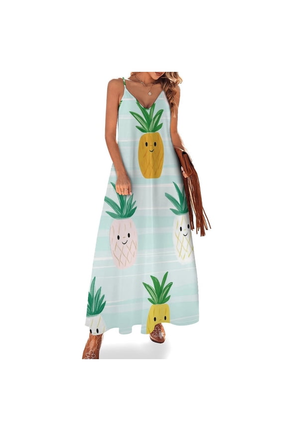 Lunarable Pineapple Sleeveless Dress for Women Clothing Female Women's Summer Skirt