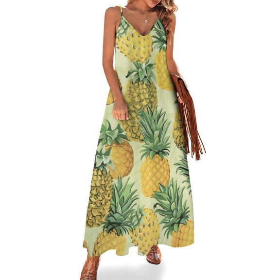 Lunarable Pineapple Sleeveless Dress for Women Clothing Female Women's Summer Skirt