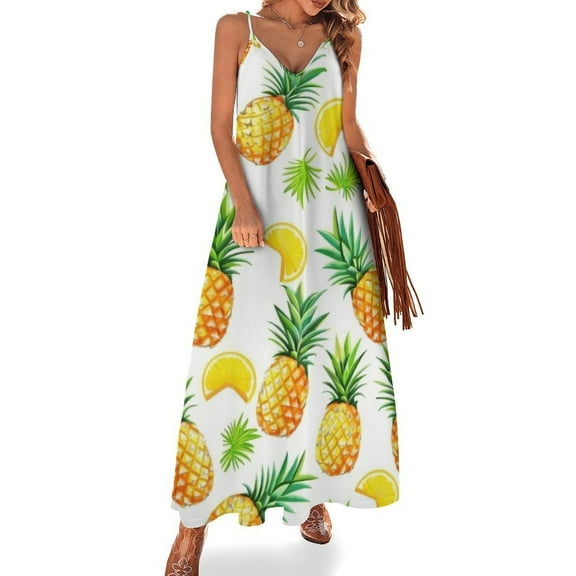 Lunarable Pineapple Sleeveless Dress for Women Clothing Female Women's Summer Skirt