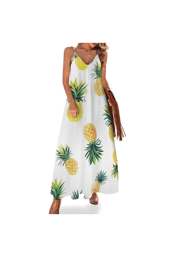Lunarable Pineapple Sleeveless Dress for Women Clothing Female Women's Summer Skirt