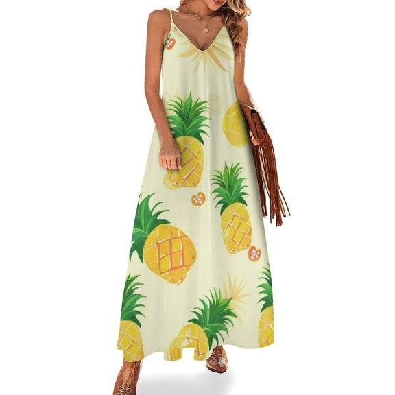 Lunarable Pineapple Sleeveless Dress for Women Clothing Female Women's Summer Skirt