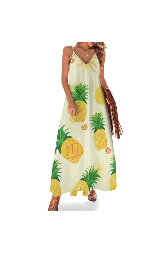 Lunarable Pineapple Sleeveless Dress for Women Clothing Female Women's Summer Skirt