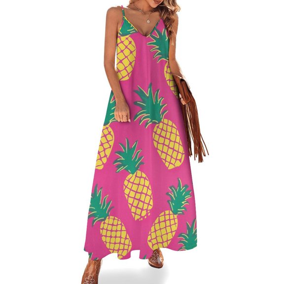 Lunarable Pineapple Sleeveless Dress for Women Clothing Female Women's Summer Skirt