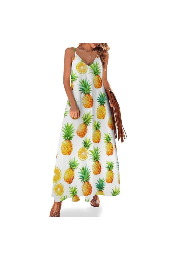 Lunarable Pineapple Sleeveless Dress for Women Clothing Female Women's Summer Skirt