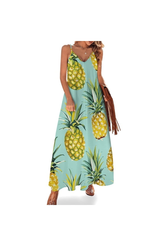 Lunarable Pineapple Sleeveless Dress for Women Clothing Female Women's Summer Skirt