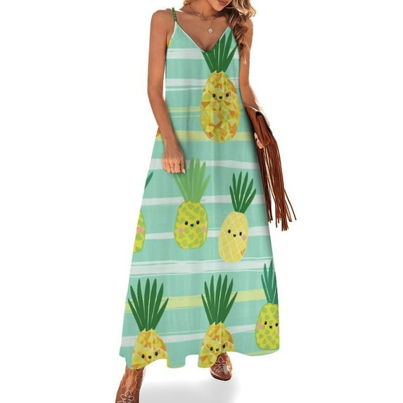 Lunarable Pineapple Sleeveless Dress for Women Clothing Female Women's Summer Skirt