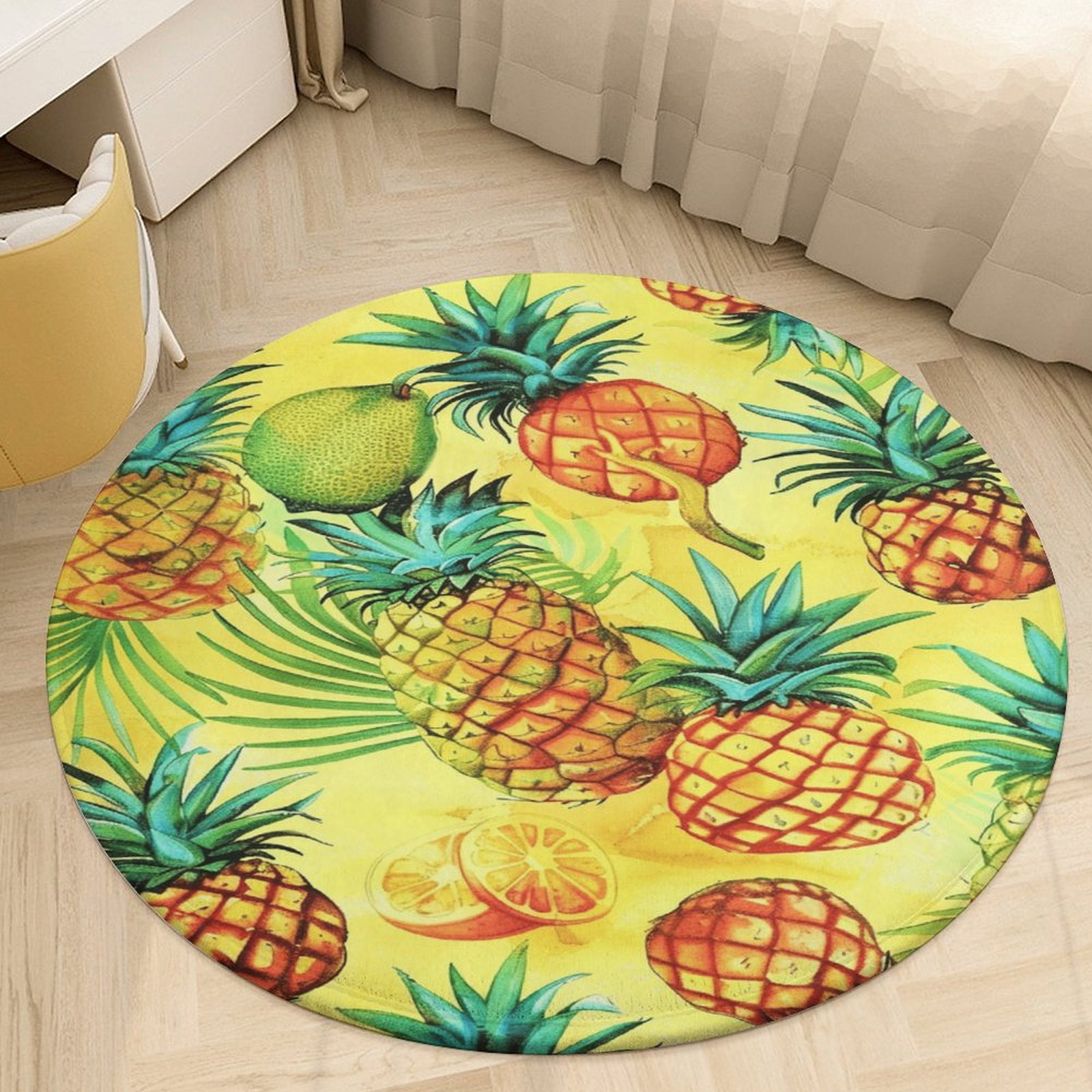 Able Rug Lunarable Pineapple Soft Bedroom Round Area Rug, Washable Cute Circle ...