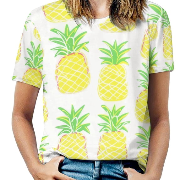 Lunarable Pineapple T Shirts Basic T-Shirt Short Sleeve Ladies Tee Shirt Summer Graphic Clothing