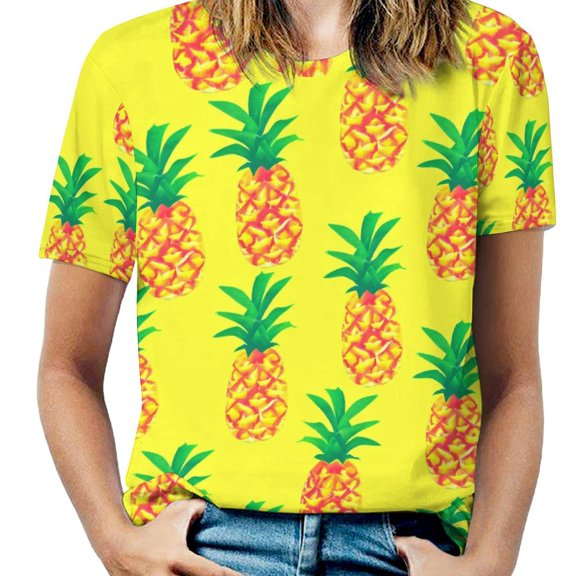 Lunarable Pineapple T Shirts Basic T-Shirt Short Sleeve Ladies Tee Shirt Summer Graphic Clothing