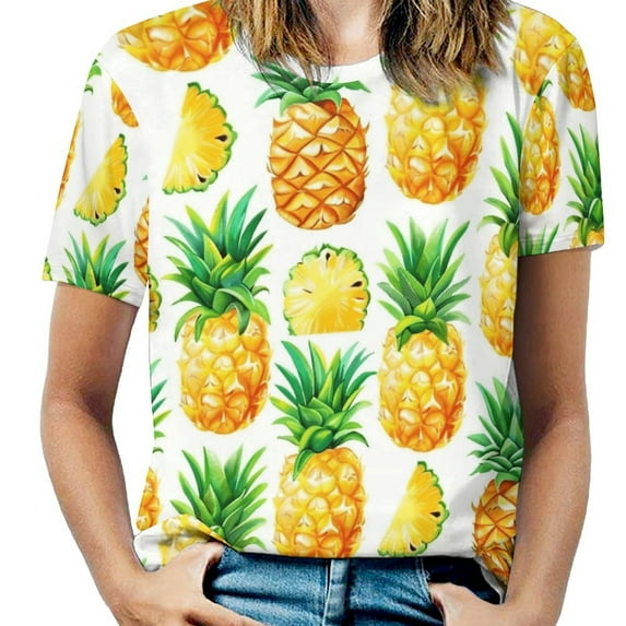 Lunarable Pineapple T Shirts Basic T-Shirt Short Sleeve Ladies Tee Shirt Summer Graphic Clothing