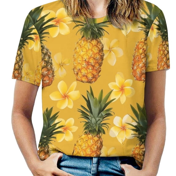 Lunarable Pineapple T Shirts Basic T-Shirt Short Sleeve Ladies Tee Shirt Summer Graphic Clothing