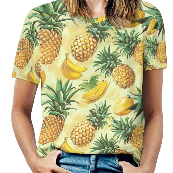 Lunarable Pineapple T Shirts Basic T-Shirt Short Sleeve Ladies Tee Shirt Summer Graphic Clothing