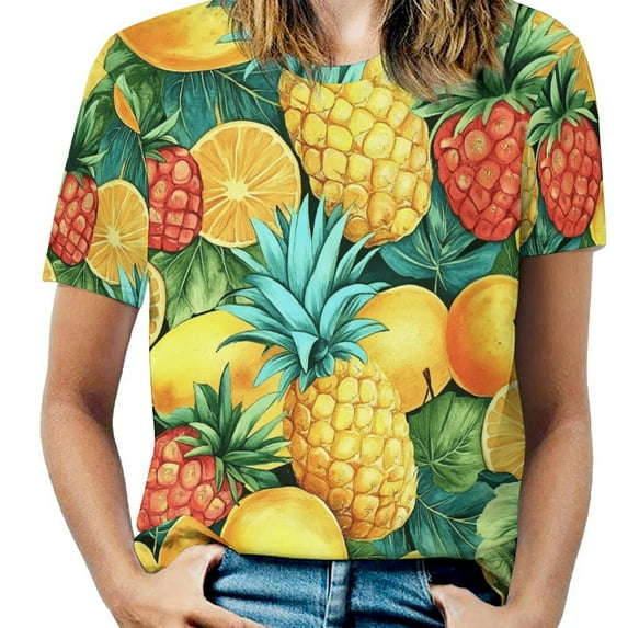 Lunarable Pineapple T Shirts Basic T-Shirt Short Sleeve Ladies Tee Shirt Summer Graphic Clothing