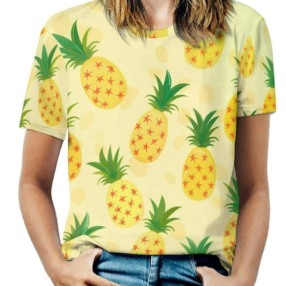 Lunarable Pineapple Women's Short Sleeve Tops Casual Blouses T Shirt