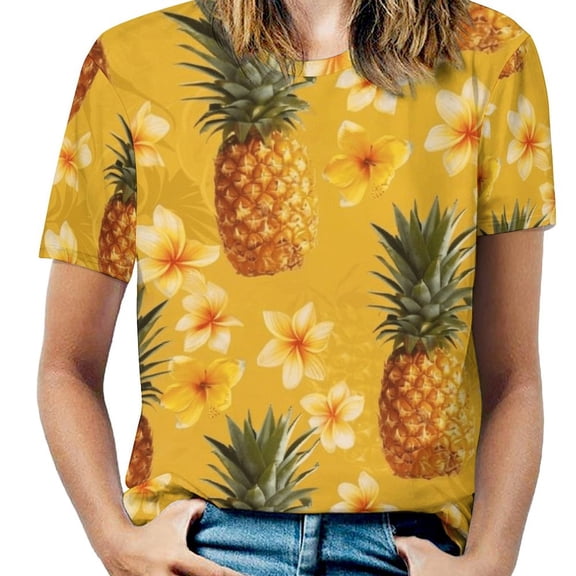 Lunarable Pineapple Women's T-Shirt Short Sleeve T Shirts Tops Tee Ladies Loose T
