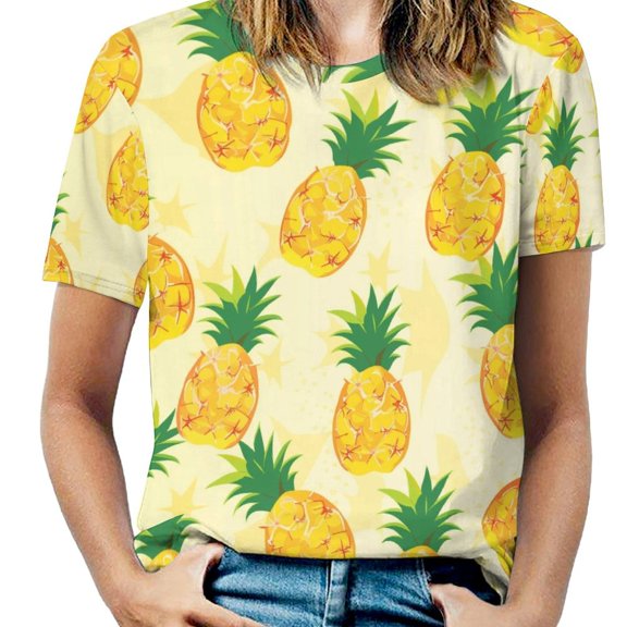Lunarable Pineapple Women's T-Shirt Short Sleeve T Shirts Tops Tee Ladies Loose T