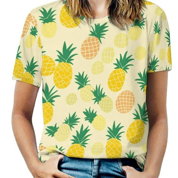 Lunarable Pineapple Women's T-Shirt Short Sleeve T Shirts Tops Tee Ladies Loose T