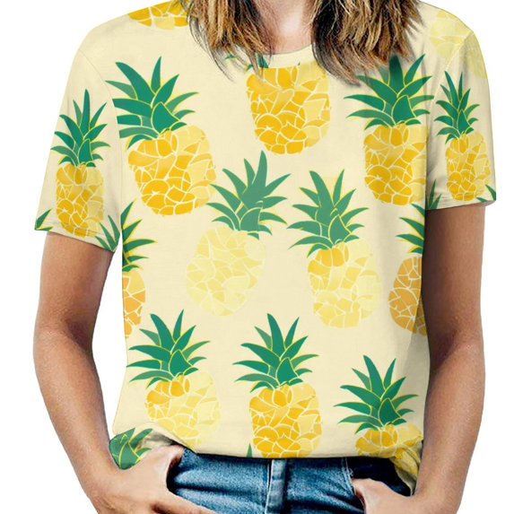 Lunarable Pineapple Women's T-Shirt Short Sleeve T Shirts Tops Tee Ladies Loose T