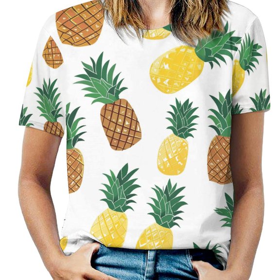 Lunarable Pineapple Women's T-Shirt Short Sleeve T Shirts Tops Tee Ladies Loose T
