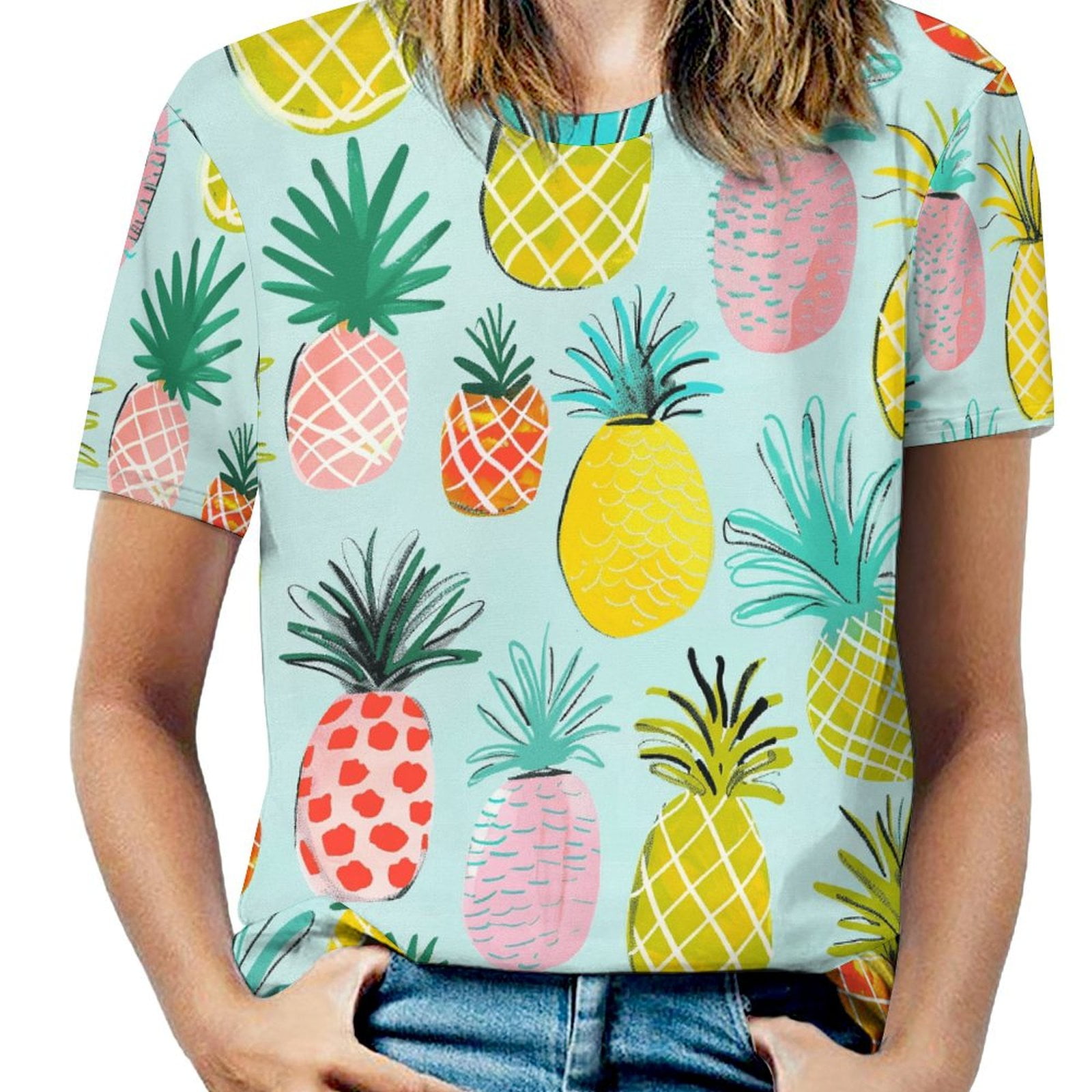 Lunarable Pineapple Women #39 s T Shirt Short Sleeve T Shirts Tops Tee Lunarable Pineapple Women #39 s T Shirt Short Sleeve T Shirts Tops Tee