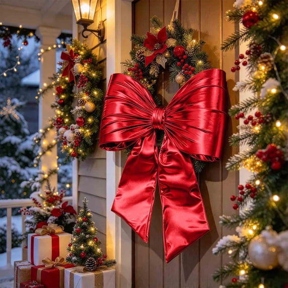 Lunargent Indoor Outdoor 23.6 Inch Large Christmas Bow for Christmas ...