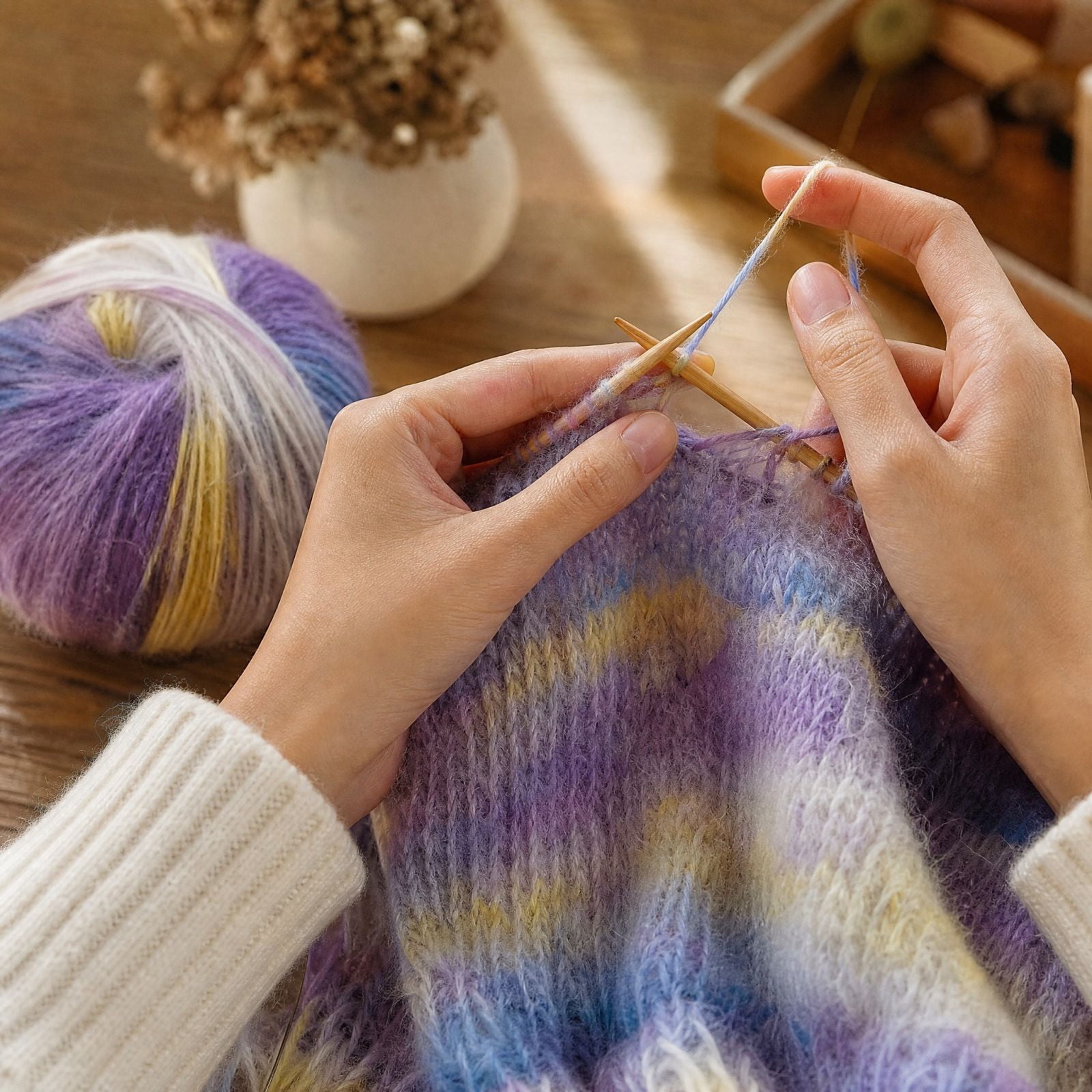 Lunargent Wool Blend Gradient Yarn, Hand Dyed Soft Thick Yarn Skein for ...
