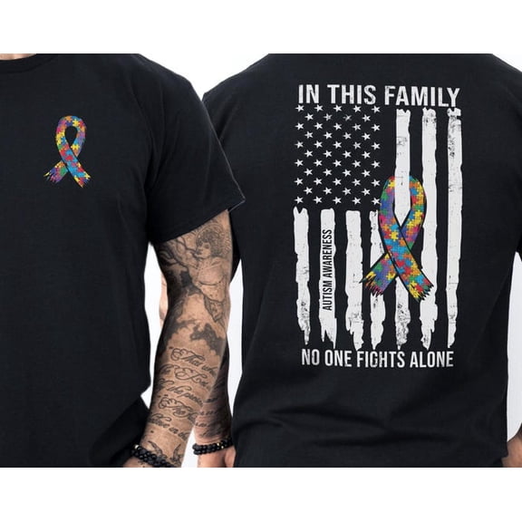 Lunari Autism Awareness Shirt for Men, Autism Support Squad Tee, Autism Puzzle Piece Ribbon Shirt, Autism Family Support Dad