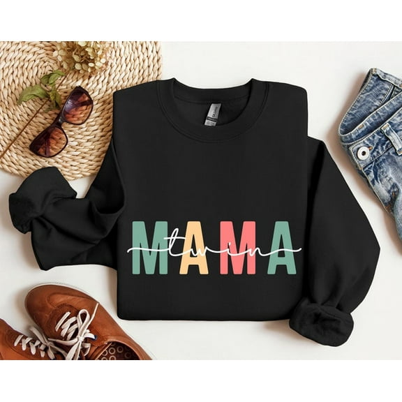 Lunari Twin Mama Sweatshirt, Mothers Day Gift, Pregnancy Announcement, Cute Twin Mama TShirt, Mom of Two Tee, New Mom Tee, Mom Appreciation Gift