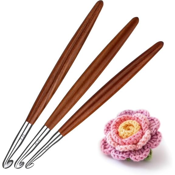 Lunarm 8mm Crochet Hook, Ergonomic Aluminum Crochet Hook with Wood Handle Available in 3mm-10mm for Arthritic Hands DIY Craft Knitting Dolls, Bouquets, Blankets, Hats, Gloves from Various Yarns
