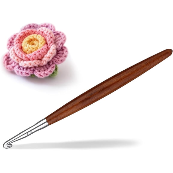 Lunarm 8mm Crochet Hook, Ergonomic Aluminum Crochet Hook with Wood Handle Available in 3mm-10mm for Arthritic Hands DIY Craft Knitting Dolls, Bouquets, Blankets, Hats, Gloves from Various Yarns