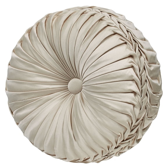 Lunata Pleated Tufted Pillow Sand Round Round Pillow