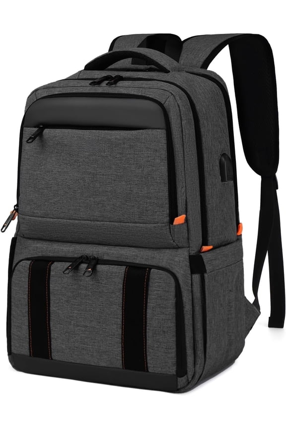 Lunch Backpack, Insulated Cooler Backpack Lunch Box for Men Women, 15.6 Inches RFID Blocking Laptop Backpack with USB Port Lunch Bag for Work Travel Black