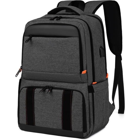 Lunch Backpack, Insulated Cooler Backpack Lunch Box for Men Women, 15.6 Inches RFID Blocking Laptop Backpack with USB Port Lunch Bag for Work Travel Black