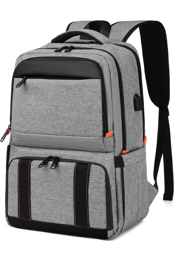 Lunch Backpack, Insulated Cooler Backpack Lunch Box for Men Women, 15.6 Inches RFID Blocking Laptop Backpack with USB Port for Work Travel Picnics Hiking Grey