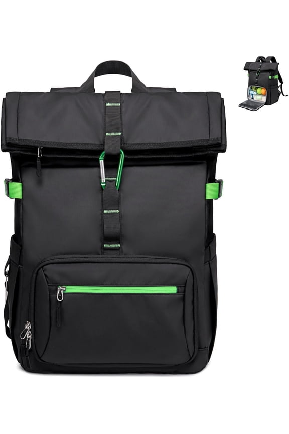 Lunch Backpack for Men Work, 15.6 Laptop Backpack with Lunch Box Compartment, Insulated Lunch Bag for Business College Beach Camping Picnics, Womens Gifts Cooler Backpacks, Black