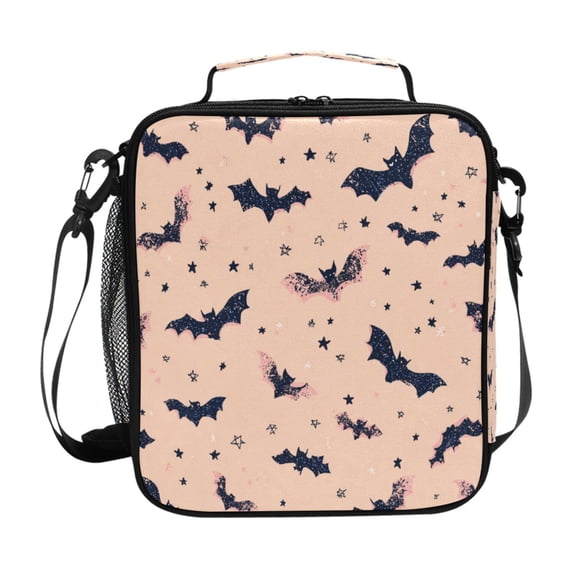 Lunch Bag 10.5*3.5*9.5 Inches Cooler Bag Lunch Bag Insulation Portable Durable Fashion Black Bats