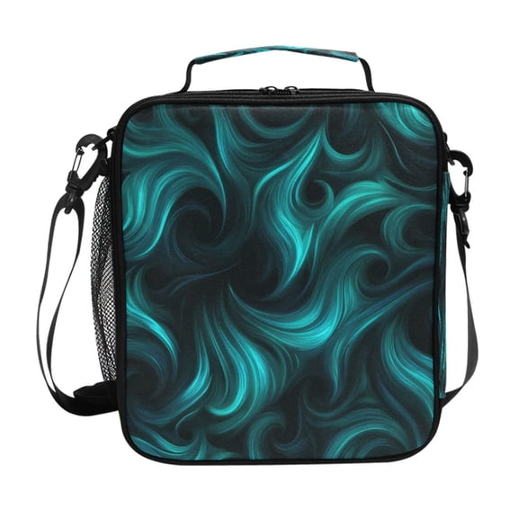 Lunch Bag 10.5*3.5*9.5 Inches Cooler Bag Lunch Bag Insulation Portable Durable Fashion Bold Cyan Green Vortex