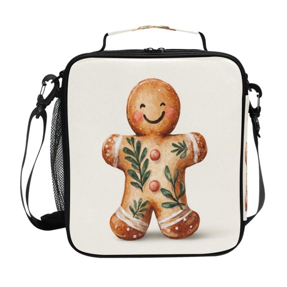 Lunch Bag 10.5*3.5*9.5 Inches Cooler Bag Lunch Bag Insulation Portable Durable Fashion Christmas Gingerbread Man Beautiful